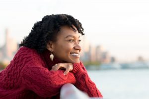 Hapyy Woman Looking at New City